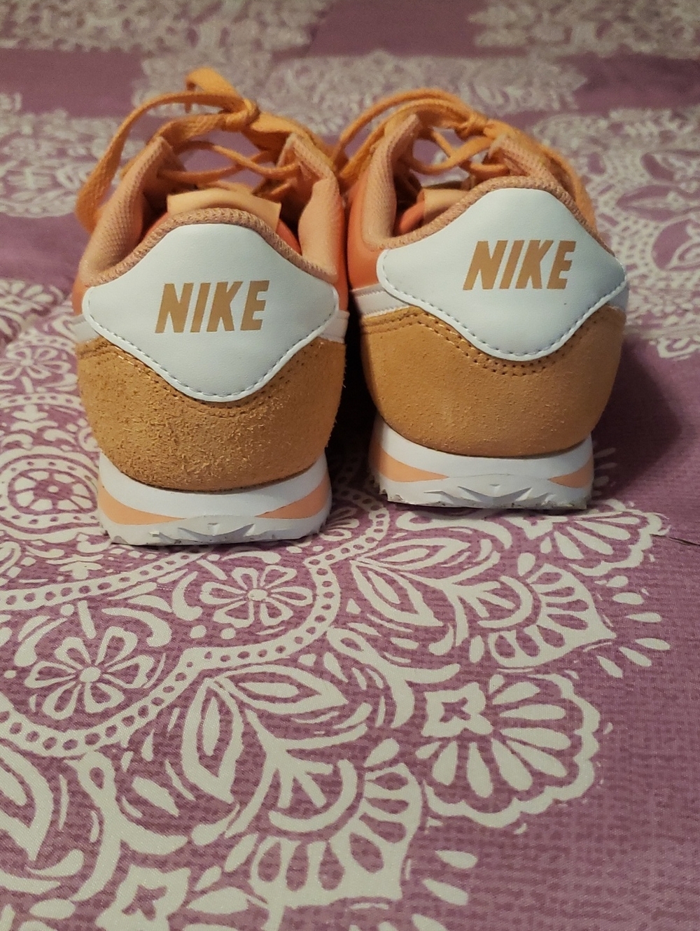 Peach Women’s Retro Runner Sneakers with White Swoosh